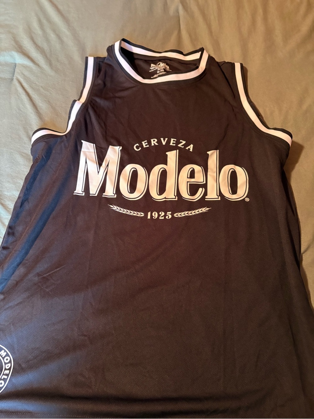 ModelCo Black and White Sleeveless Logo Jersey